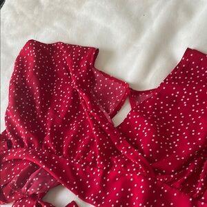 Red Polka Dot Wrap Dress